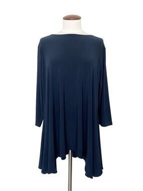 Sympli Jersey Tunic Top 3/4 Sleeve Navy Stretch Size 18